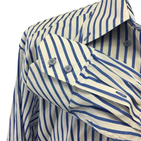 TOMMY HILFIGER Mens Casual Button Shirt L Blue White Striped L/S 80s - Picture 4 of 12